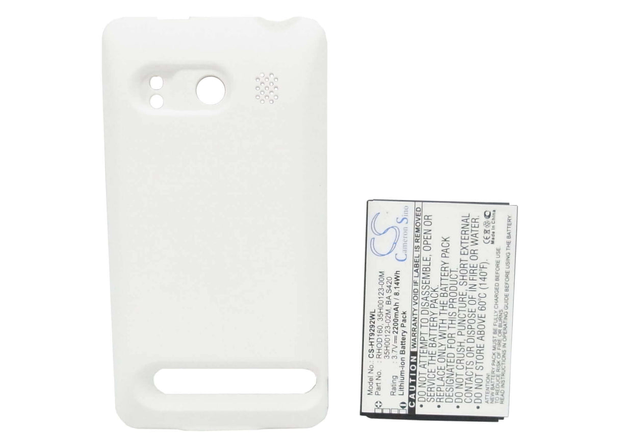 Batterie pour Htc Evo 4g, A9292, Supersonic, Couvercle arrière blanc 3.7v, 2200mah - 8.14wh Batteries pour électroniques Cameron Sino Technology Limited (Suspendu)