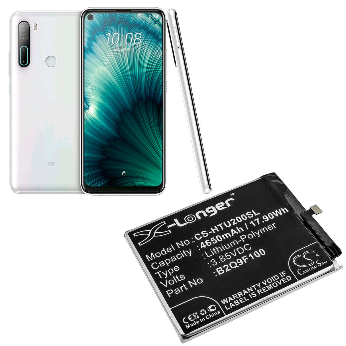 3.85V, Li-Polymer, 4650mAh, SmartPhone battery fits Htc, B2q9f100, F233, U20 5g, 17.9Wh Mobile, SmartPhone Cameron Sino Technology Limited (Smartphone)