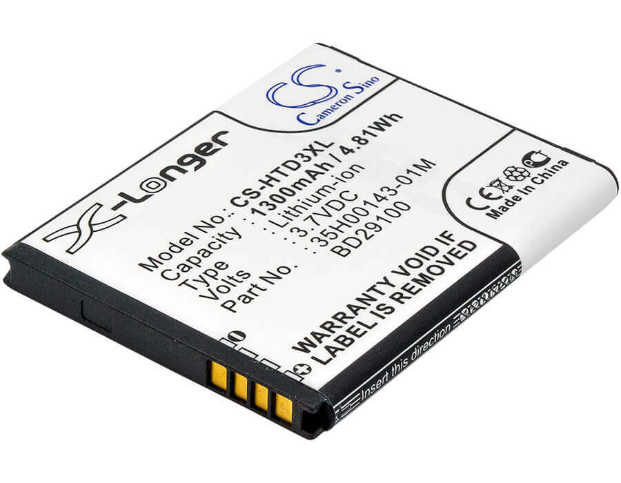 3.7V, Li-ion, 1300mAh, SmartPhone battery fits At&t, T-mobile, Htc, 35h00143-01m, Hd7s, 4.81Wh Mobile, SmartPhone Cameron Sino Technology Limited (Suspended)