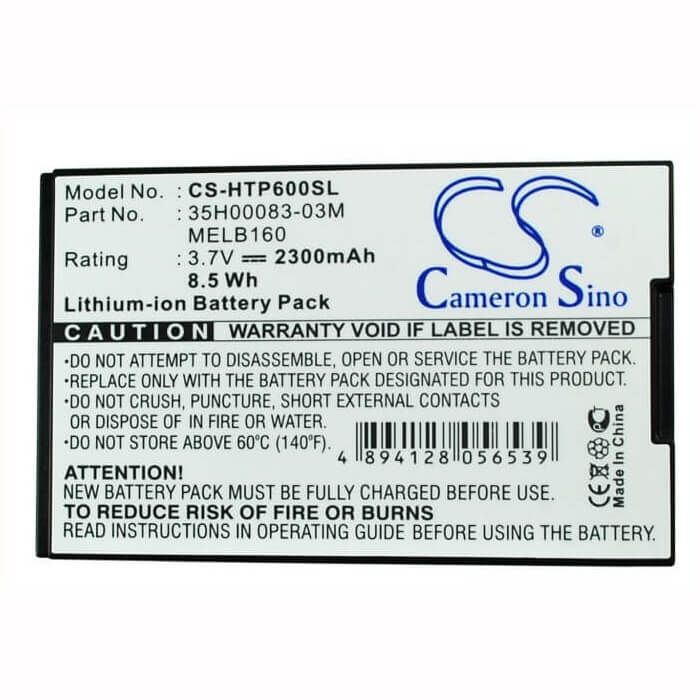 3.7V, Li-ion, 2300mAh, SmartPhone battery fits Htc, 35h00083-03m, P6000 Census, 8.51Wh Mobile, SmartPhone Cameron Sino Technology Limited (Suspended)