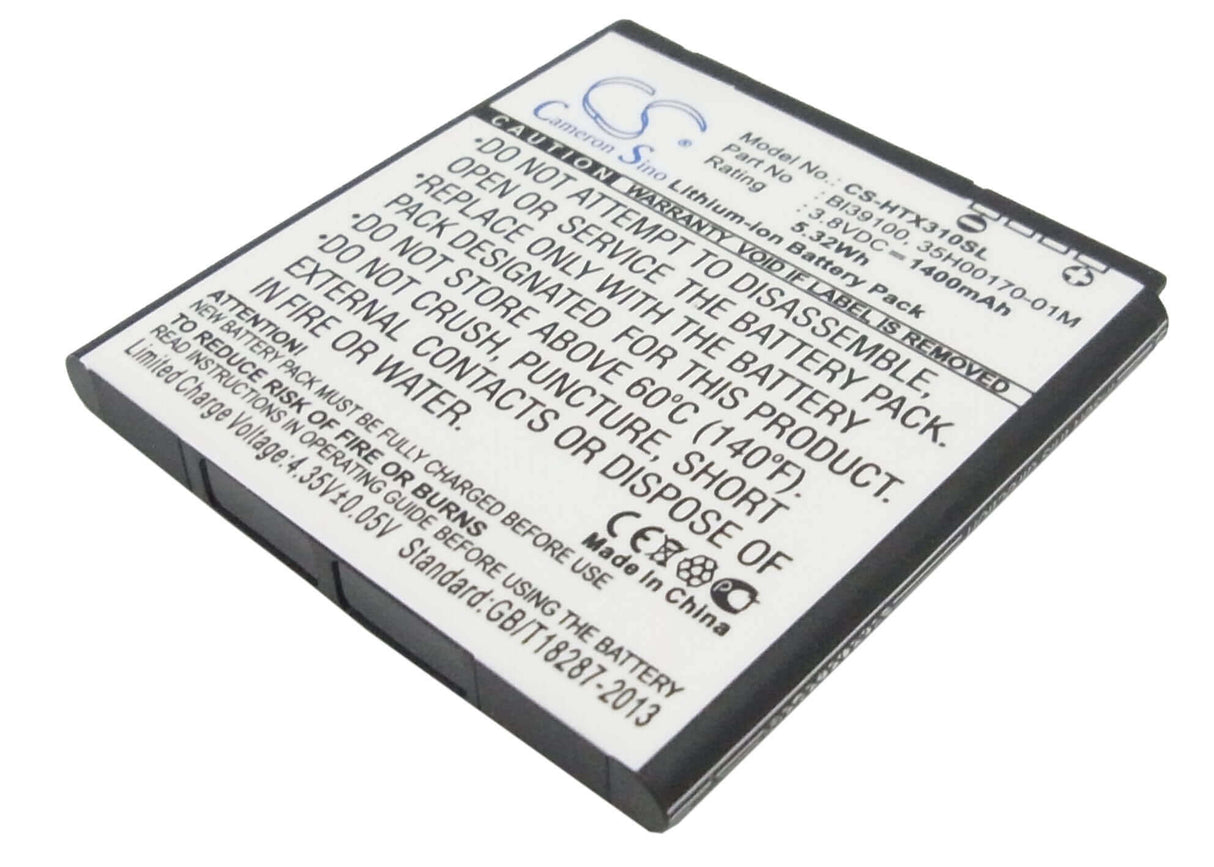 3.8V, Li-ion, 1400mAh, SmartPhone battery fits Htc, 35h00170-01m, Bass, Bunyip, 5.32Wh Mobile, SmartPhone Cameron Sino Technology Limited (Smartphone)