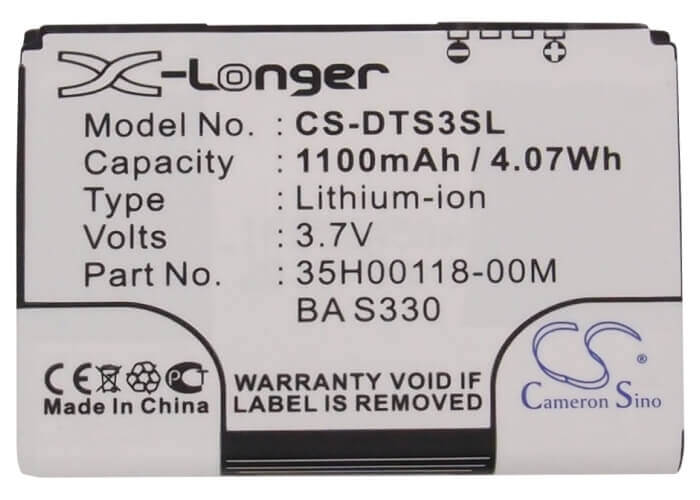 3.7V, Li-ion, 1100mAh, SmartPhone battery fits O2, Dopod, Htc, 35h00118-00m, S700, Tachi, 4.07Wh Mobile, SmartPhone Cameron Sino Technology Limited (Smartphone)