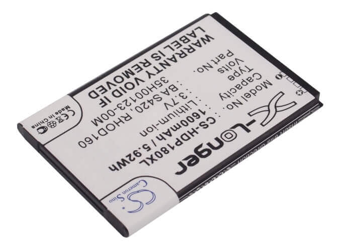 3.7V, Li-ion, 1600mAh, SmartPhone battery fits Htc, 35h00123-00m, T7377, Tilt 2, 5.92Wh Mobile, SmartPhone Cameron Sino Technology Limited (Suspended)