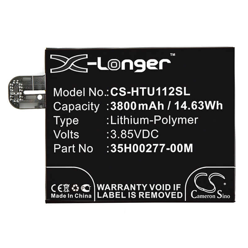 3.85V, Li-Polymer, 3800mAh, SmartPhone battery fits Htc, 35h00271-01m, U11 Plus, U11+, 14.63Wh Mobile, SmartPhone Cameron Sino Technology Limited (Smartphone)