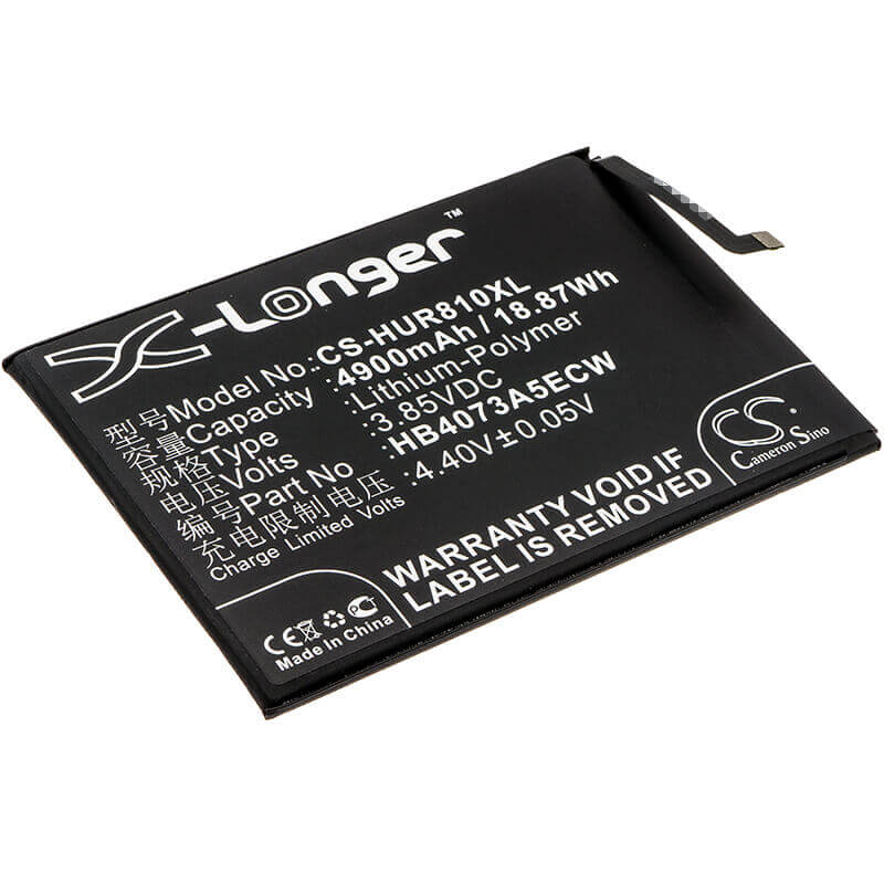 3.85V, Li-Polymer, 4900mAh, SmartPhone battery fits Huawei, Hb4073a5ecw, Are-al00, Honor 8x Max, 18.87Wh Mobile, SmartPhone Cameron Sino Technology Limited (Smartphone)