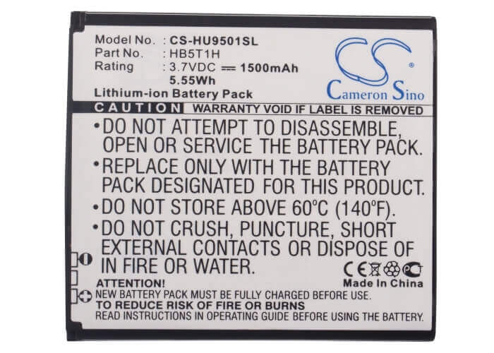 3,7V, Li-ion, 1500mAh, batterie de smartphone compatible avec Huawei, Hb5t1h, Ascend D, Ascend D Lte, 5,55Wh Mobile, SmartPhone Cameron Sino Technology Limited (Suspendu)