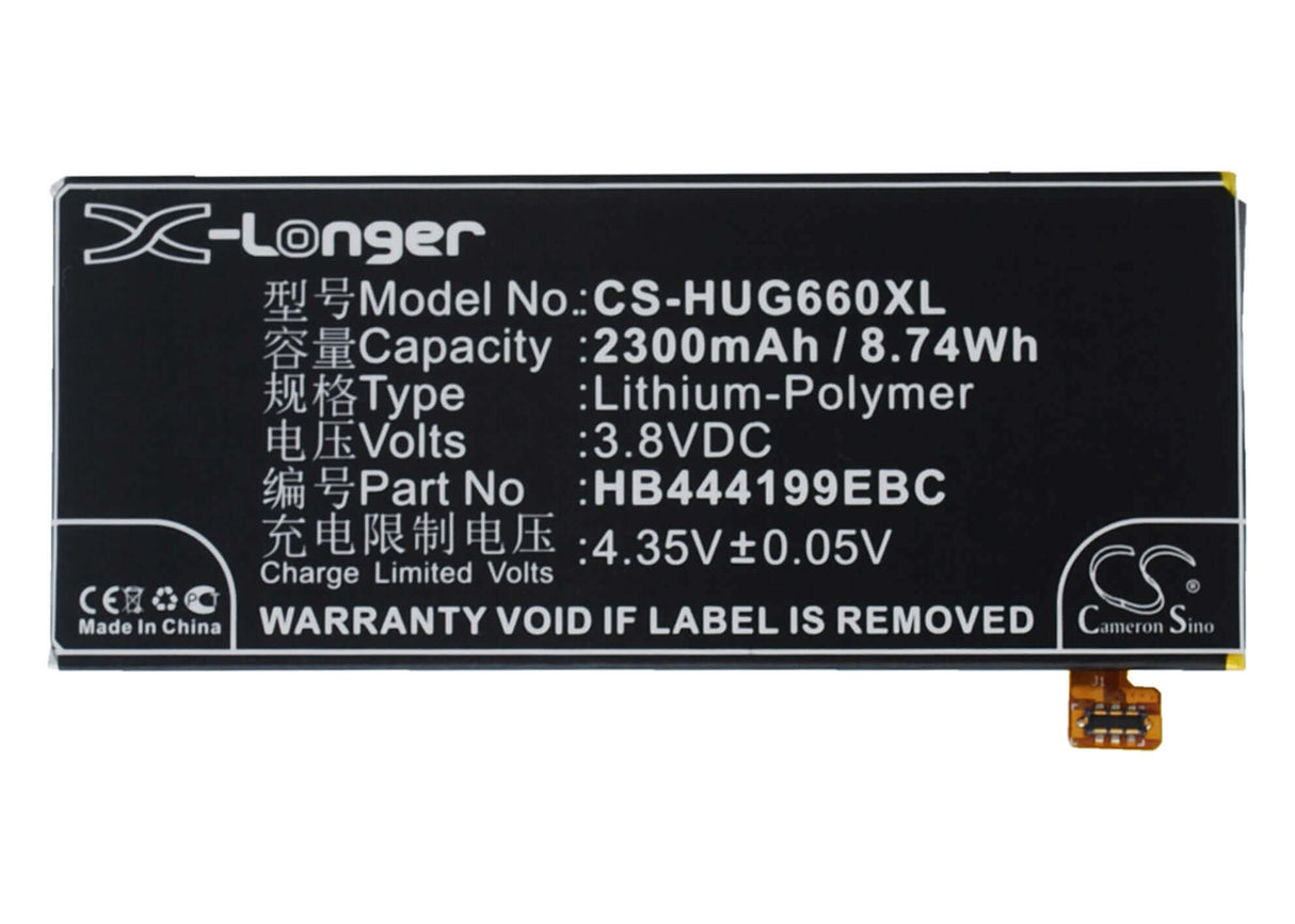 3.8V, Li-Polymer, 2300mAh, SmartPhone battery fits Huawei, Hb444199ebc, Ascend G660, Ascend G660-l075, 8.74Wh Mobile, SmartPhone Cameron Sino Technology Limited (Smartphone)