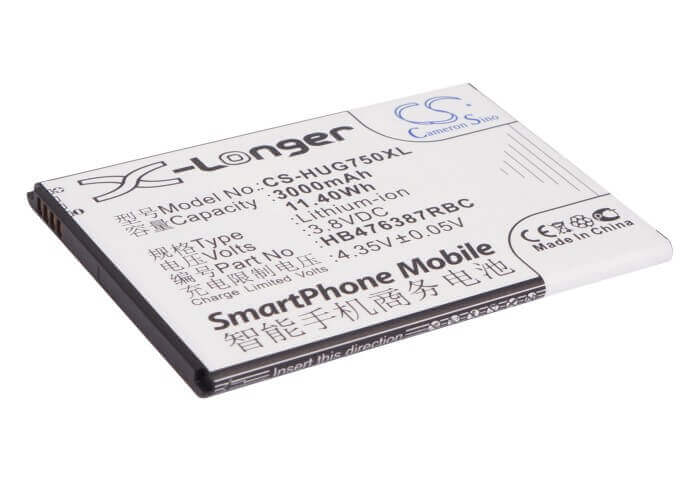 3.8V, Li-ion, 3000mAh, SmartPhone battery fits Huawei, Hb476387rbc, Ascend G750, Ascend G750-t00, 11.4Wh Mobile, SmartPhone Cameron Sino Technology Limited (Smartphone)