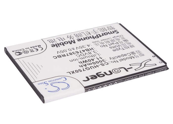 3.8V, Li-ion, 3000mAh, SmartPhone battery fits Huawei, Hb476387rbc, Ascend G750, Ascend G750-t00, 11.4Wh Mobile, SmartPhone Cameron Sino Technology Limited (Smartphone)