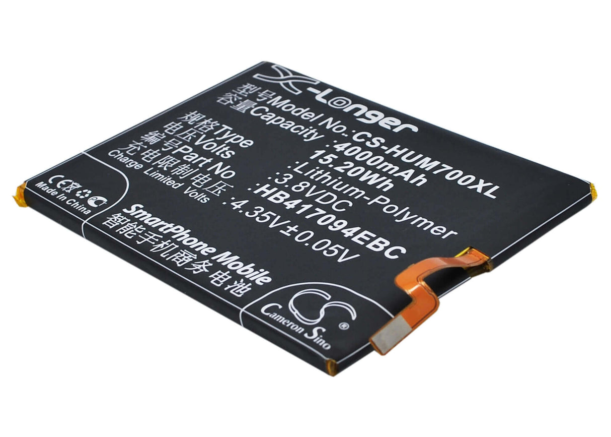 3.8V, Li-Polymer, 4000mAh, SmartPhone battery fits Huawei, Hb417094ebc, Ascend Mate 7, Ascend Mate 7 Dual Sim, 15.2Wh Mobile, SmartPhone Cameron Sino Technology Limited (Smartphone)