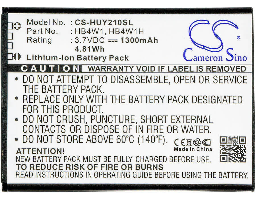 3.7V, Li-ion, 1300mAh, SmartPhone battery fits Huawei, Hb4w1, Ascend G510, Ascend C8813, 4.81Wh Mobile, SmartPhone Cameron Sino Technology Limited (Smartphone)