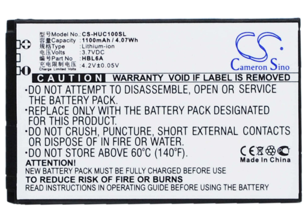 3.7V, Li-ion, 1100mAh, SmartPhone battery fits Esia, Huawei, Hbc100s, Music Box, 4.07Wh Mobile, SmartPhone Cameron Sino Technology Limited (Smartphone)