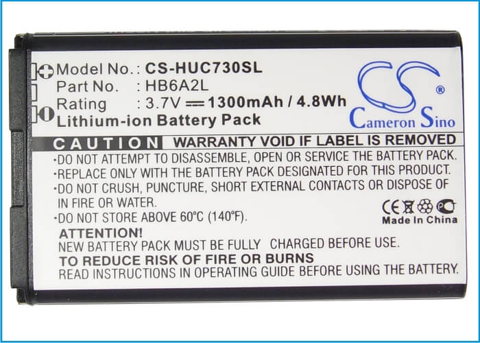 Battery For Huawei C7300, C7189, C2823 3.7v, 1300mah - 4.81wh Batteries for Electronics Cameron Sino Technology Limited (Suspended)