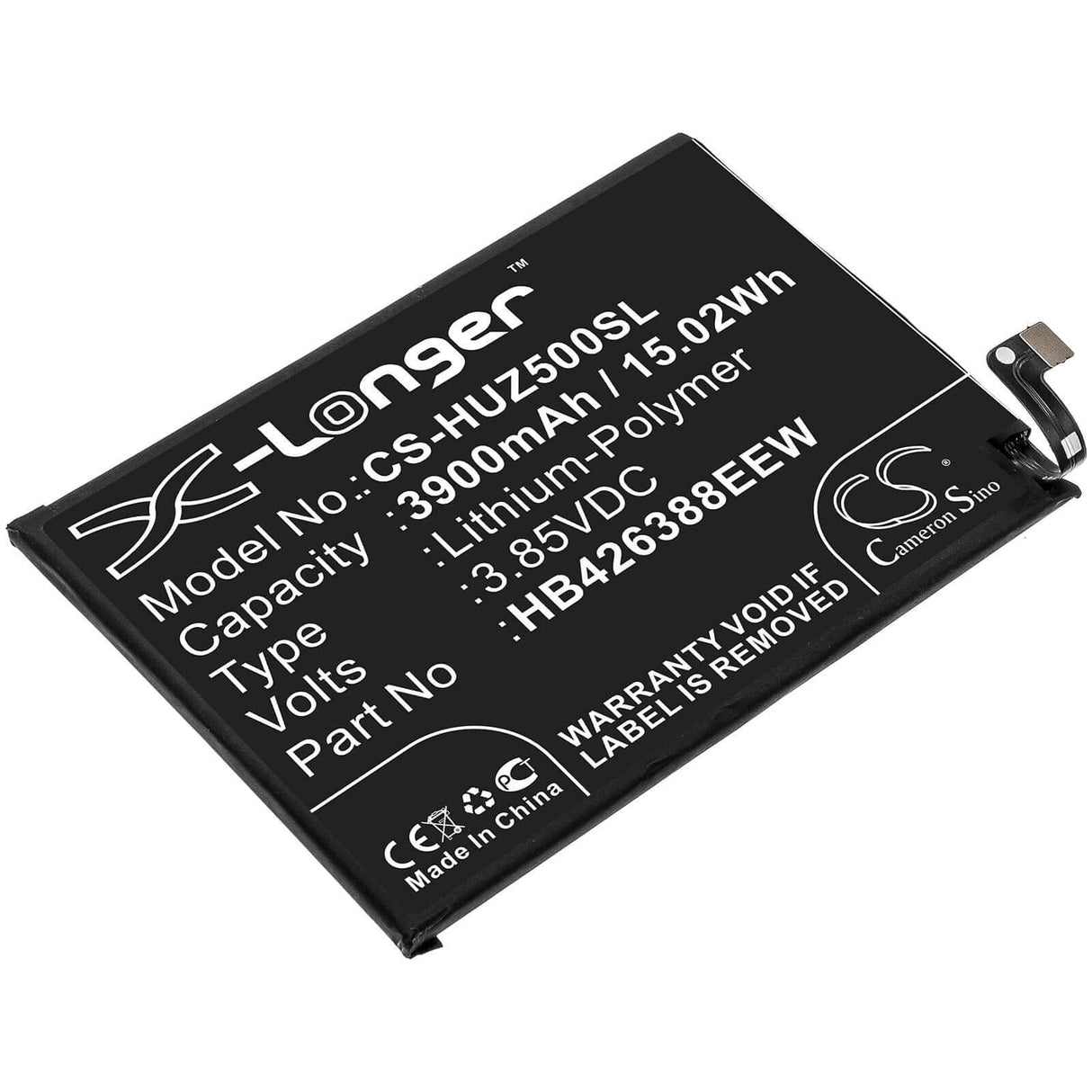 3.85V, Li-Polymer, 3900mAh, SmartPhone battery fits Huawei, Hb426388eew, Changxiang 20 Pro, Dvc-an00, 15.02Wh Mobile, SmartPhone Cameron Sino Technology Limited (Smartphone)