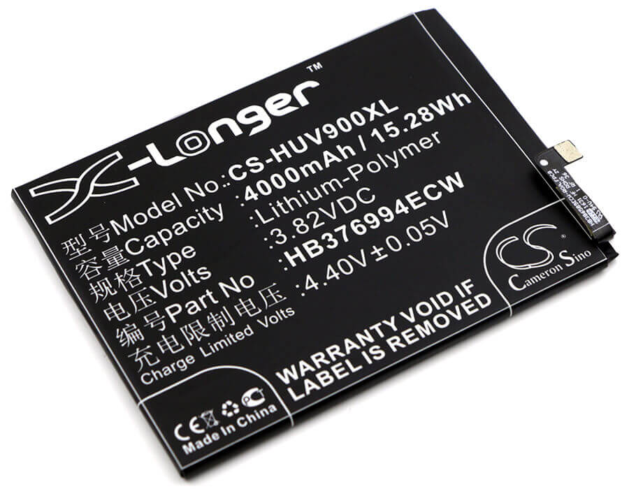 3.82V, Li-Polymer, 4000mAh, SmartPhone battery fits Huawei, Hb376994ecw, Duk-al20, Duk-l09, 15.28Wh Mobile, SmartPhone Cameron Sino Technology Limited (Smartphone)