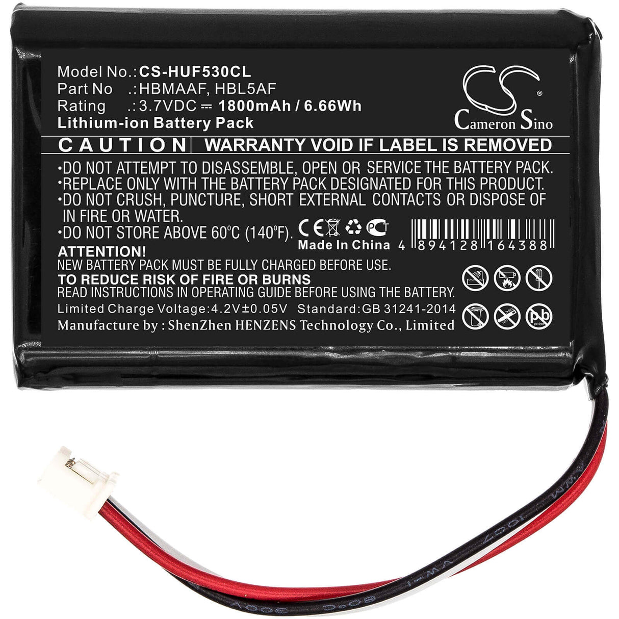 3.7V, Li-ion, 1800mAh, Cordless Phone battery fits Huawei, Hbl5af, Ets5623, F202, 6.66Wh Cordless Phone Cameron Sino Technology Limited (Cordless Phone)
