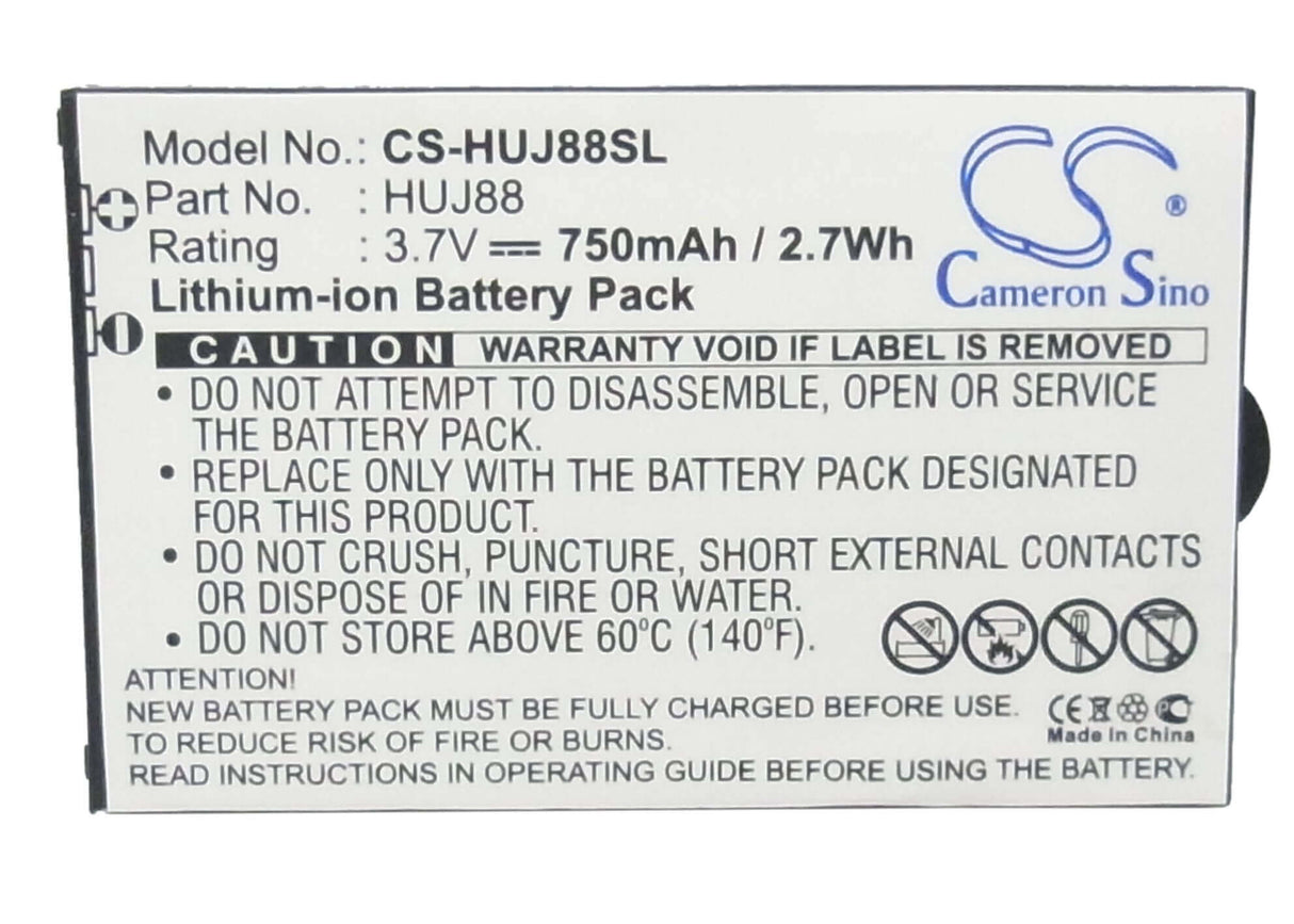 3.7V, Li-ion, 750mAh, SmartPhone battery fits Huawei, Cricket J88b, Ez Cricket J88, 2.78Wh Mobile, SmartPhone Cameron Sino Technology Limited (Suspended)