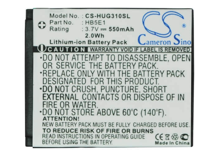 3.7V, Li-ion, 550mAh, SmartPhone battery fits Huawei, Hb5e1, C3100, G2201, 2.04Wh Mobile, SmartPhone Cameron Sino Technology Limited (Smartphone)