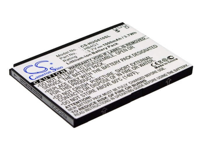 3.7V, Li-ion, 1000mAh, SmartPhone battery fits Huawei, Hb4g1, G6610, G6610v, 3.7Wh Mobile, SmartPhone Cameron Sino Technology Limited (Suspended)