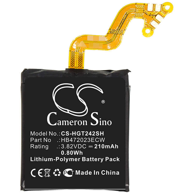 3.82V, Li-Polymer, 210mAh, Smartwatch battery fits Huawei, Hb472023ecw, Gt2 42mm, 0.80Wh Smartwatch Cameron Sino Technology Limited