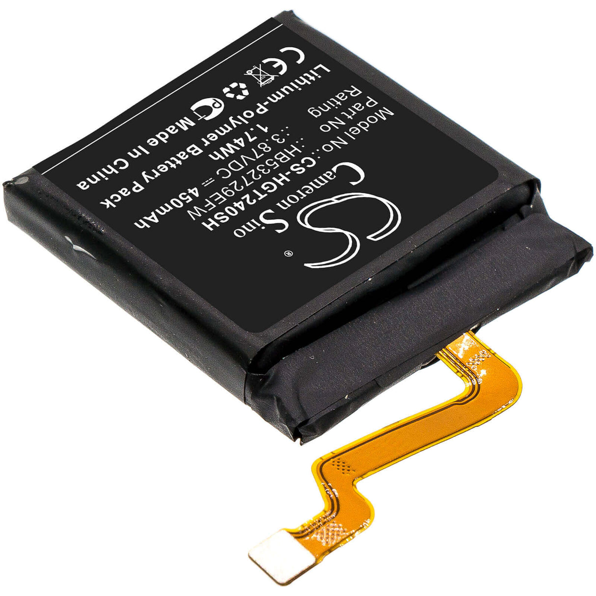 3.87V, Li-Polymer, 450mAh, Smartwatch battery fits Huawei, Hb532729efw, Gll-al04, Gt2 Pro, 1.74Wh Smartwatch Cameron Sino Technology Limited