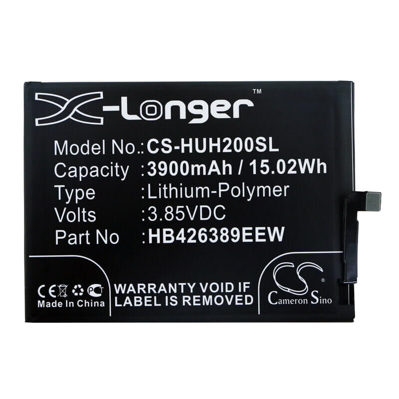 3.85V, Li-Polymer, 3900mAh, SmartPhone battery fits Huawei, Hb426389ecw, Honor 20 Lite, Honor 20 Youth, 15.02Wh Mobile, SmartPhone Cameron Sino Technology Limited (Smartphone)