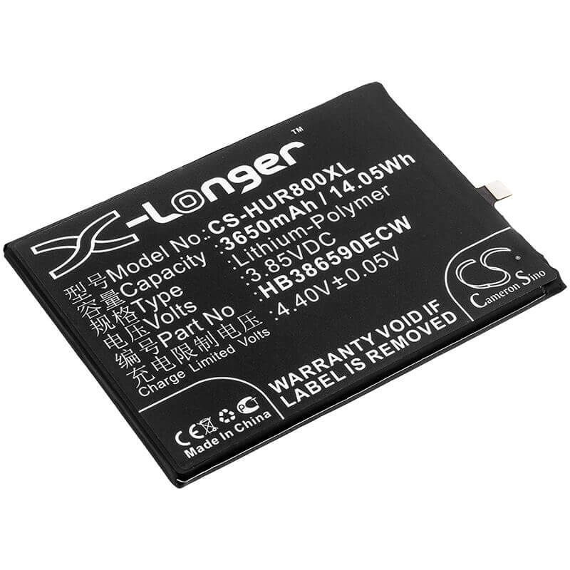 3.85V, Li-Polymer, 3650mAh, SmartPhone battery fits Huawei, Hb386590ecw, Honor 8x, Honor 8x Dual Sim, 14.05Wh Mobile, SmartPhone Cameron Sino Technology Limited (Smartphone)
