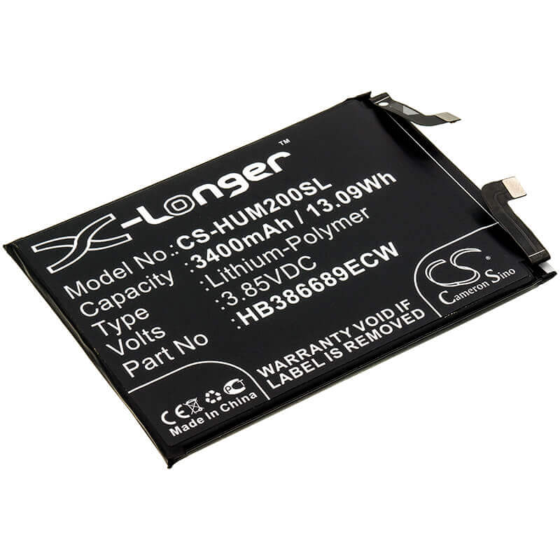 3.85V, Li-Polymer, 3400mAh, SmartPhone battery fits Huawei, Hb386689ecw, Honor Magic 2, Tny-al00, 13.09Wh Mobile, SmartPhone Cameron Sino Technology Limited (Smartphone)