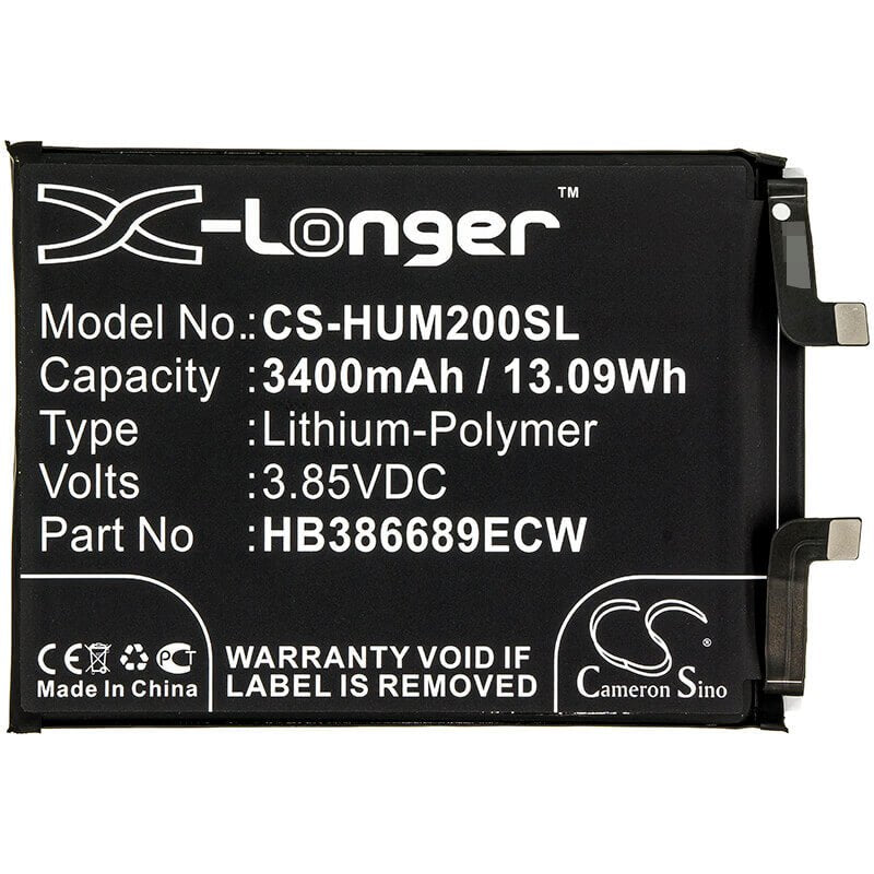 3.85V, Li-Polymer, 3400mAh, SmartPhone battery fits Huawei, Hb386689ecw, Honor Magic 2, Tny-al00, 13.09Wh Mobile, SmartPhone Cameron Sino Technology Limited (Smartphone)