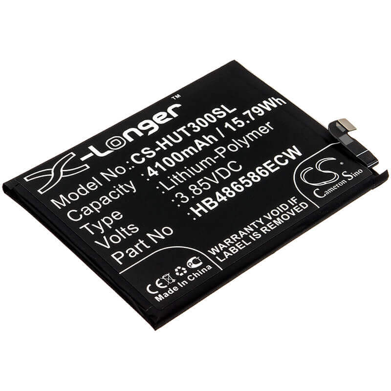 3.85V, Li-Polymer, 4100mAh, SmartPhone battery fits Huawei, Hb486586ecw, Honor V30, Honor View 30, 15.79Wh Mobile, SmartPhone Cameron Sino Technology Limited (Smartphone)