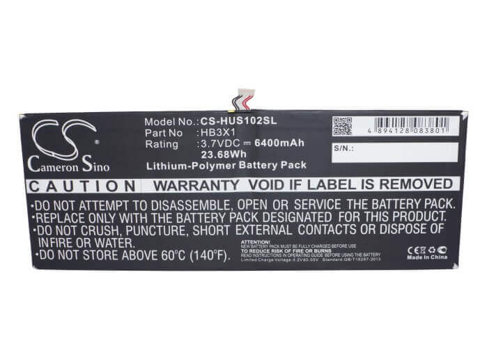 3.7V, Li-Polymer, 6400mAh, Tablet battery fits Huawei, Hb3x1, Mediapad 10 Link, S10-201w, 23.68Wh Tablet Cameron Sino Technology Limited