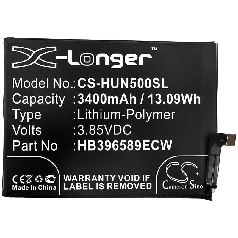 3.85V, Li-Polymer, 3400mAh, SmartPhone battery fits Huawei, Hb396589ecw, Nova 5, Nova 5 Pro, 13.09Wh Mobile, SmartPhone Cameron Sino Technology Limited (Smartphone)