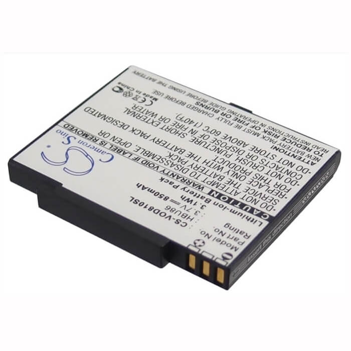 3.7V, Li-ion, 850mAh, batterie PDA compatible avec Vodafone, Hbu86, T7200, U3200, 3.15Wh PDA, Pocket PC Cameron Sino Technology Limited (Suspendu)