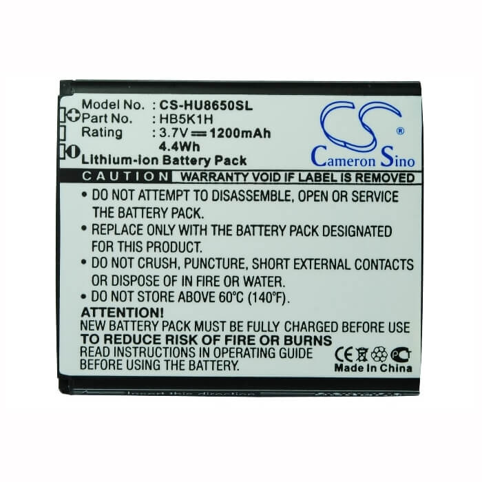 3.7V, Li-ion, 1200mAh, SmartPhone battery fits T-mobile, Srf, Huawei, At&t, Metropcs, Hb5k1h, Fusion, Fusion 2, 4.44Wh Mobile, SmartPhone Cameron Sino Technology Limited (Smartphone)