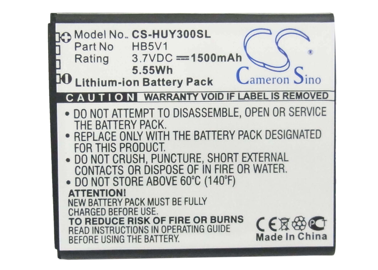 3.7V, Li-ion, 1500mAh, SmartPhone battery fits Huawei, Hb5v1, Ascend G350, Ascend G350-u00, 5.55Wh Mobile, SmartPhone Cameron Sino Technology Limited (Smartphone)