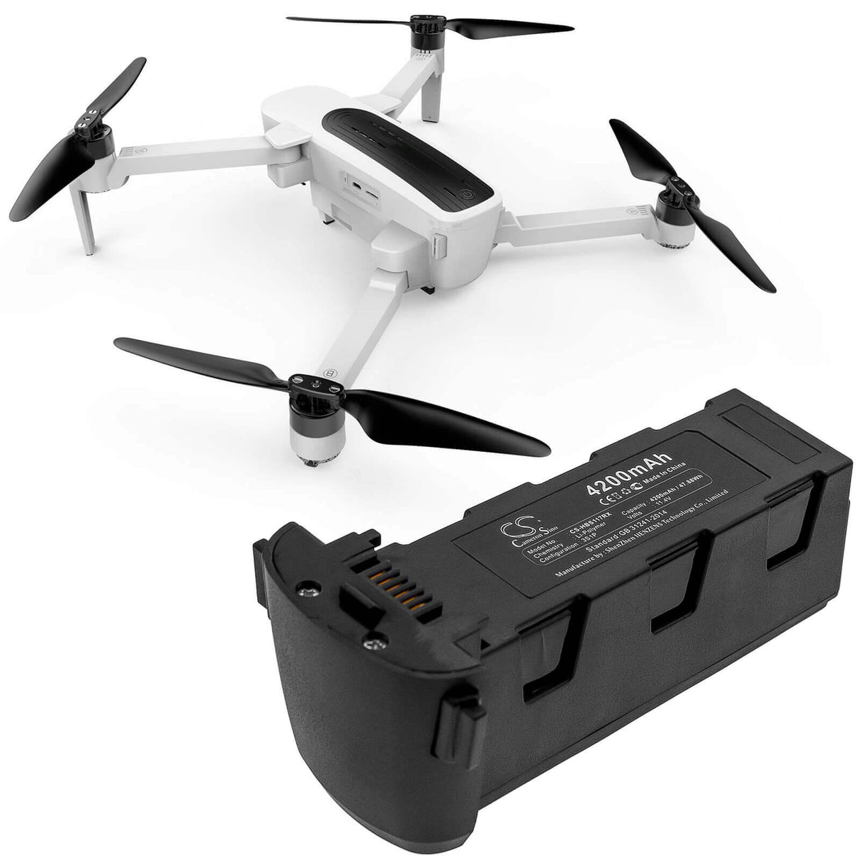 11.4V, Li-Polymer, 4200mAh, Drones battery fits Hubsan, Zino H117s, Zino Pro, 47.88Wh Drones Cameron Sino Technology Limited
