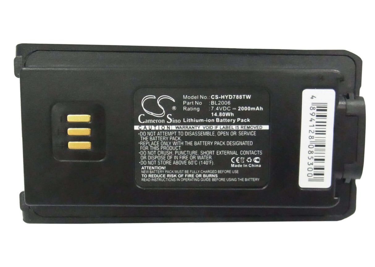 7.4V, Li-ion, 2000mAh, Two-Way Radio battery fits Harris, Hyt, Hytera, Bl2006, Hdp100, Hdp150, 14.8Wh Two-Way Radio Cameron Sino Technology Limited
