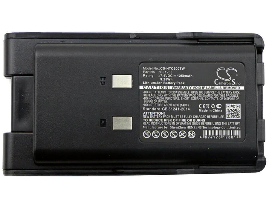 7.4V, Li-ion, 1250mAh, Two-Way Radio battery fits Hyt, Bl1203, Tc600, Tc-600, 9.25Wh Two-Way Radio Cameron Sino Technology Limited