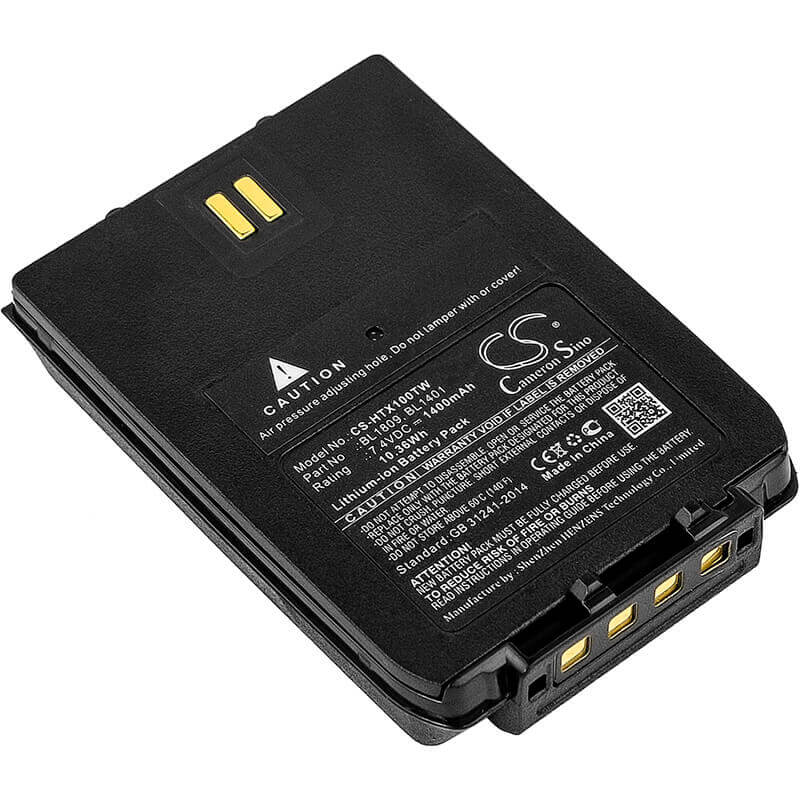 7.4V, Li-ion, 1400mAh, Two-Way Radio battery fits Hyt, Hytera, Bl1401, X1e, X1p, 10.36Wh Two-Way Radio Cameron Sino Technology Limited