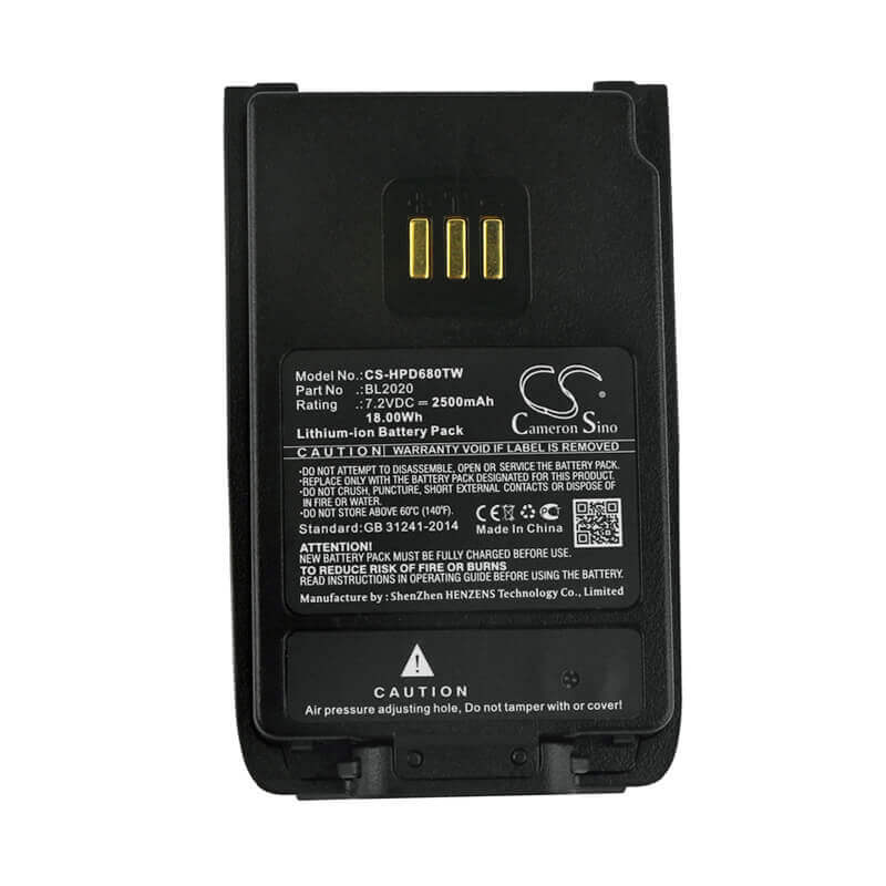 7.2V, Li-ion, 2500mAh, Two-Way Radio battery fits Hytera, Bl2020, Pd402, Pd412, 18Wh Two-Way Radio Cameron Sino Technology Limited