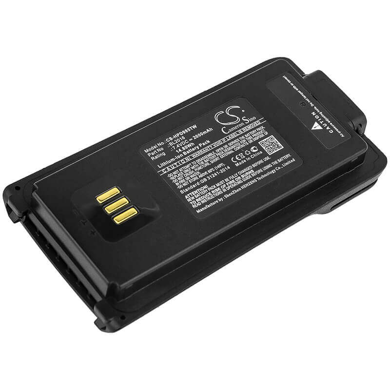 7.4V, Li-ion, 2000mAh, Two-Way Radio battery fits Hytera, Bl2016, Pd985, Pd985u, 14.8Wh Two-Way Radio Cameron Sino Technology Limited