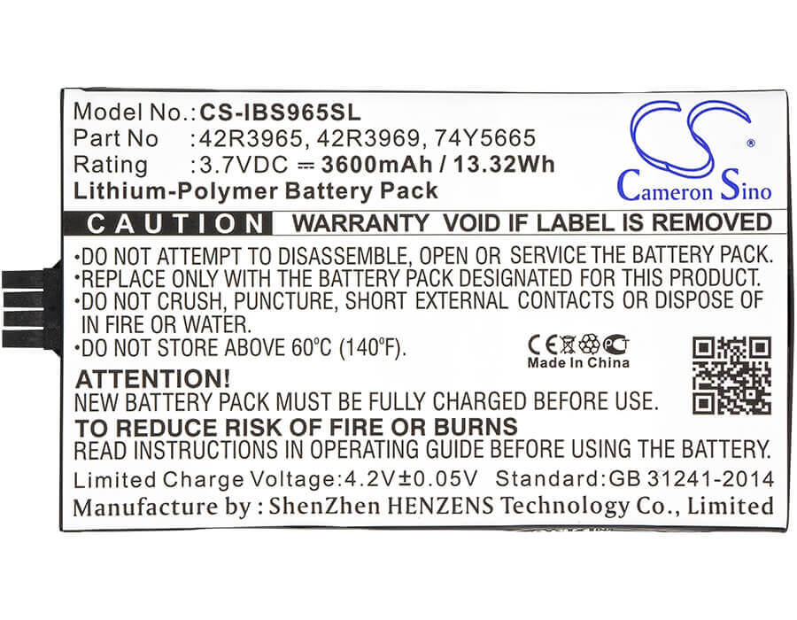 3.7V, Li-Polymer, 3600mAh, RAID Controller battery fits Ibm, 42r3965, 45906, 571f, 13.32Wh RAID Controller Cameron Sino Technology Limited