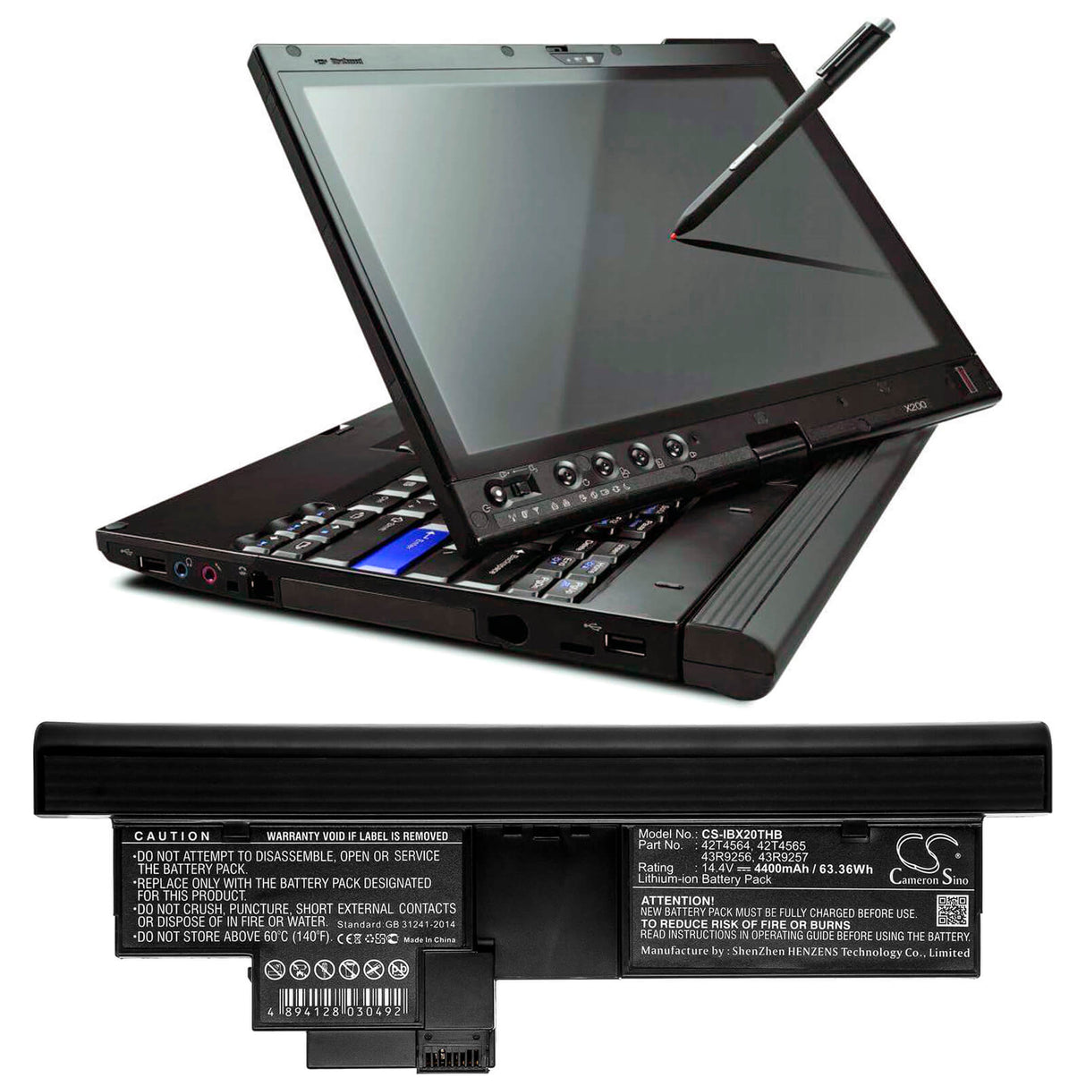 Battery For Ibm, Thinkpad X200 Tablet Pc, Thinkpad X200s Tablet Pc 14.4v, 4400mah - 63.36wh Notebook, Laptop Cameron Sino Technology Limited