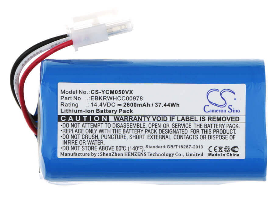 14.4V, Li-ion, 2600mAh, Vacuum battery fits Yujin Robot, Iclebo, Arte, Arte Ycr-m05, Light, 37.44Wh Vacuum Cameron Sino Technology Limited