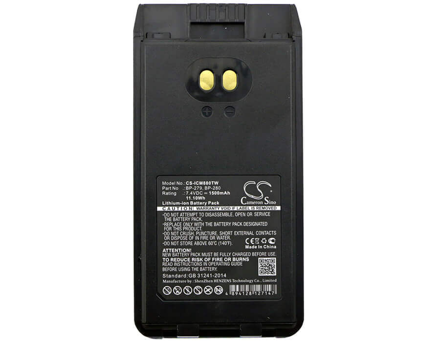 Two-Way Radio Battery For Bearcom & Icom F1000, F1000d, F1000s 7.4v, 1500mah - 11.10wh Two-Way Radio Cameron Sino Technology Limited