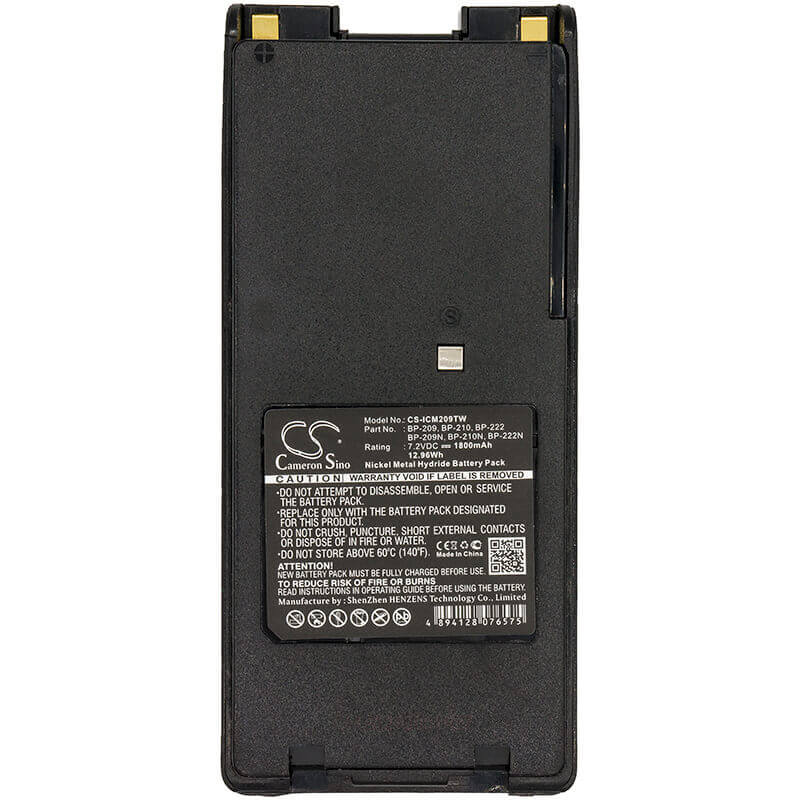 7.2V, Ni-MH, 1800mAh, Two-Way Radio battery fits Icom, Bp-209, Ic-a24, Ic-a24e, 12.96Wh Two-Way Radio Cameron Sino Technology Limited