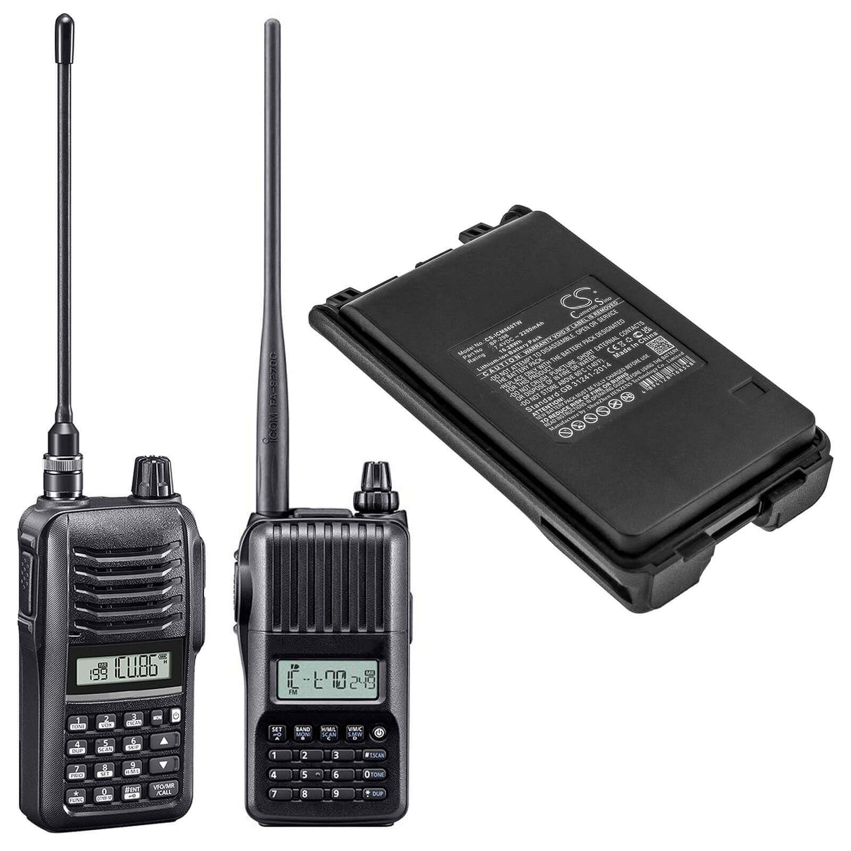 7.4V, Li-ion, 2200mAh, Two-Way Radio battery fits Icom, Bp-298, Ic-f30, Ic-t70a, 16.28Wh Two-Way Radio Cameron Sino Technology Limited