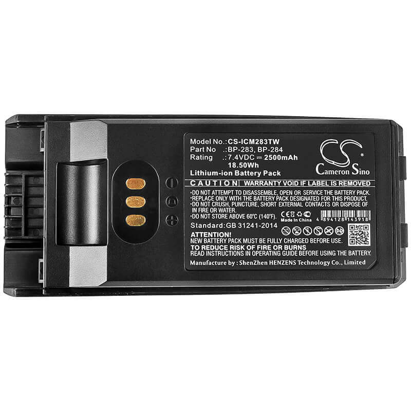 7.4V, Li-ion, 2500mAh, Two-Way Radio battery fits Icom, Bp-283, Ic-f3400, Ic-f3400d, 18.5Wh Two-Way Radio Cameron Sino Technology Limited