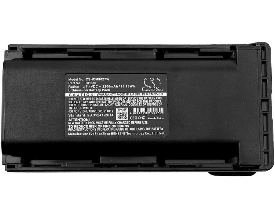 7,4V, Li-ion, 2200mAh, Batterie pour radio bidirectionnelle compatible avec Icom, Bp235, Ic-f70, Ic-f70d, 16,28Wh Radio bidirectionnelle Cameron Sino Technology Limited