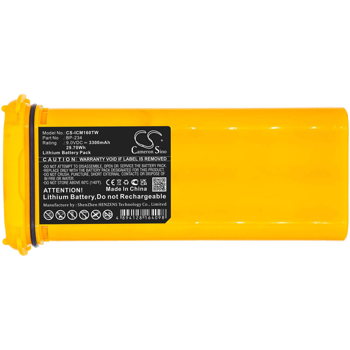 9.0V, Lithium, 3300mAh, Two-Way Radio battery fits Icom, Bp-234, Ic-gm1600, Ic-gm1600e, 29.7Wh Two-Way Radio Cameron Sino Technology Limited